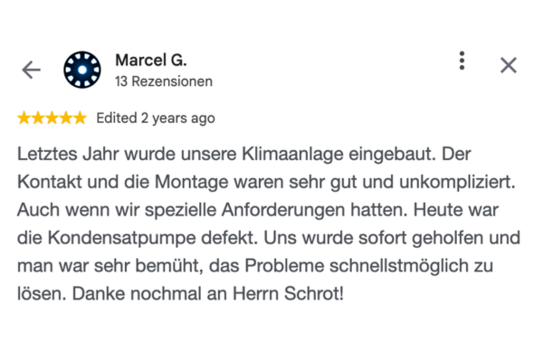 Nr.1 - Bewertungen unserer Kunden zur Klimaanlage aus Braunschweig