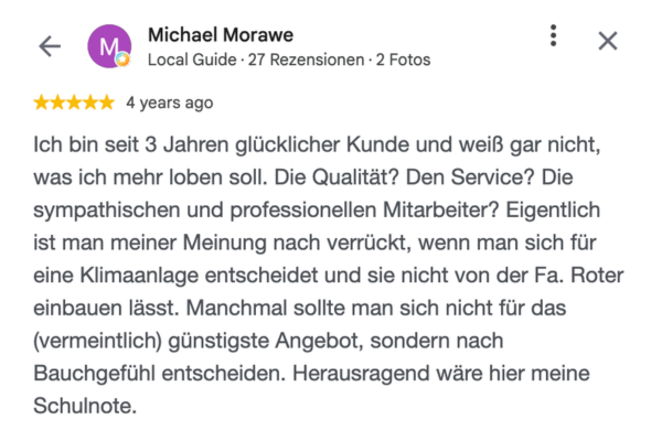 Nr. 4 - Bewertungen unserer Kunden zur Klimaanlage aus Braunschweig